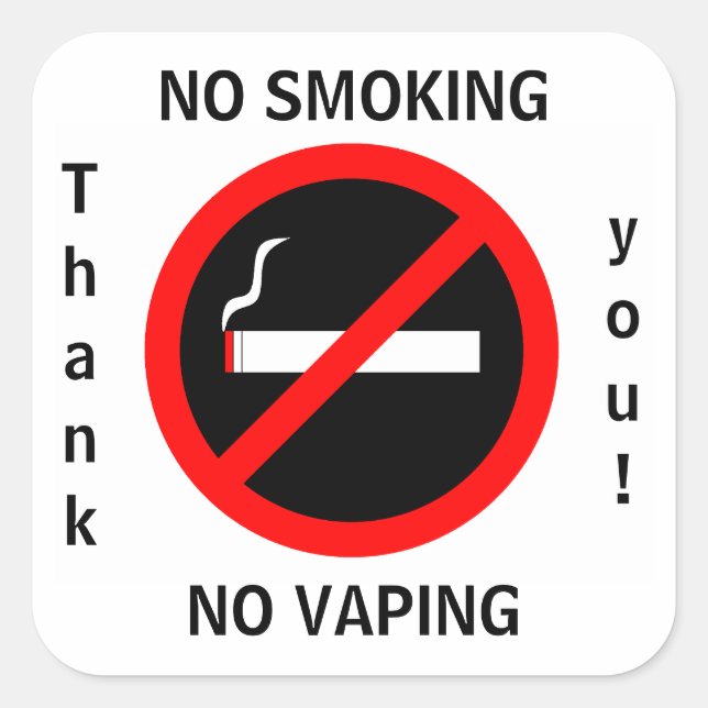 NO SMOKING NO VAPING SIGN SQUARE STICKER (Front)