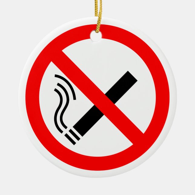 NO Smoking Sign - UK Signage Ceramic Tree Decoration (Front)