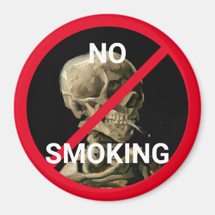 No Smoking Sign with Van Gogh Skull Artwork Magnet