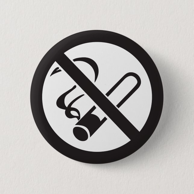 no smoking symbol 6 cm round badge (Front)