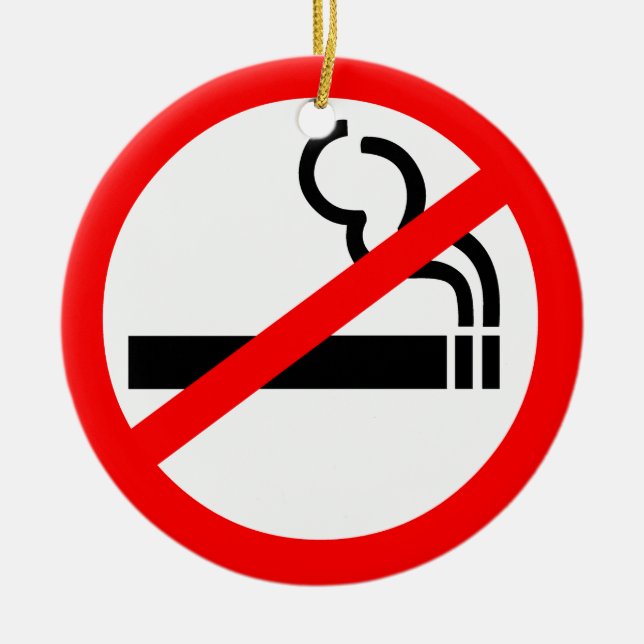 No Smoking Symbol Ceramic Ornament (Front)