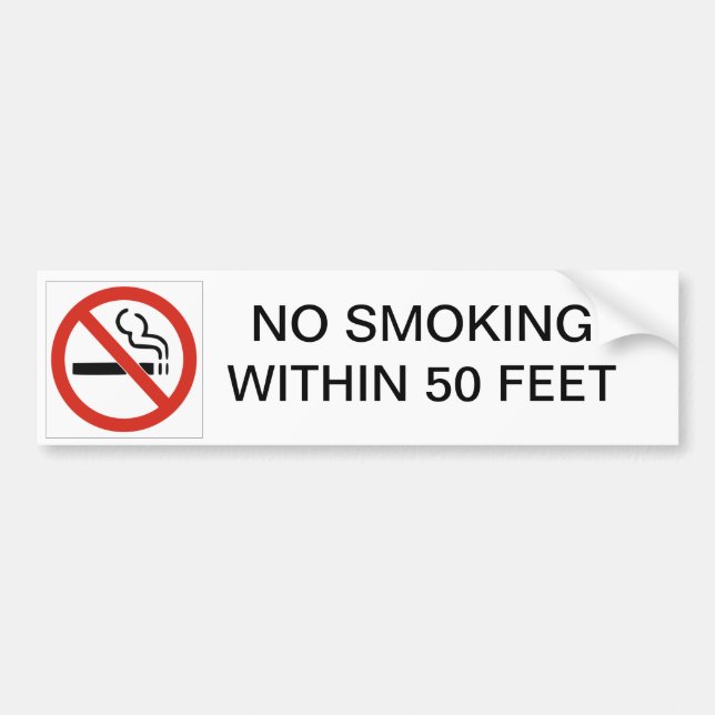 NO SMOKING WITHIN 50 FEET CAR BUMPER STICKER (Front)