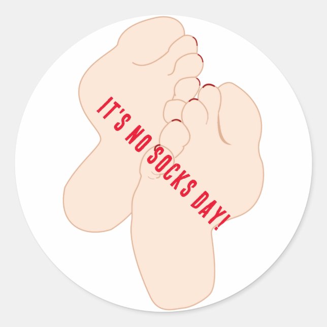 No Socks Day Feet Classic Round Sticker (Front)