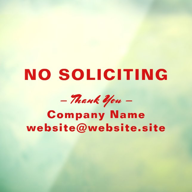 No Soliciting Business Sign Window Cling (Sheet 3)