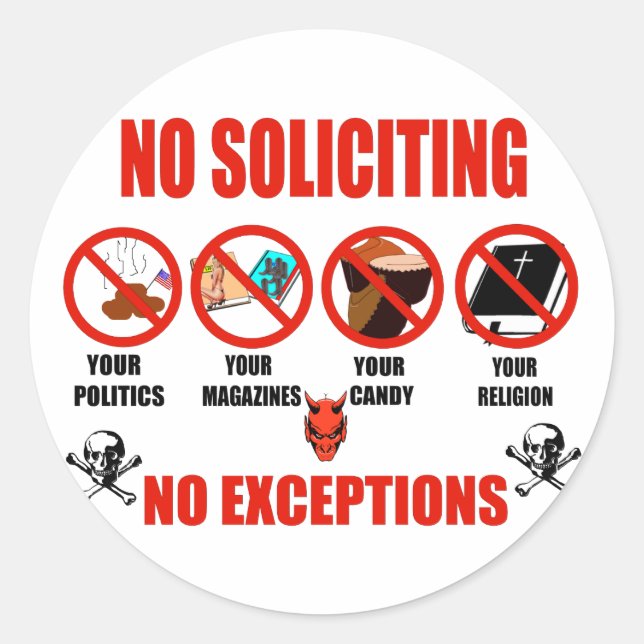 No Soliciting Classic Round Sticker (Front)