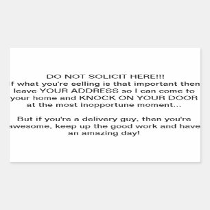 no soliciting rectangular sticker
