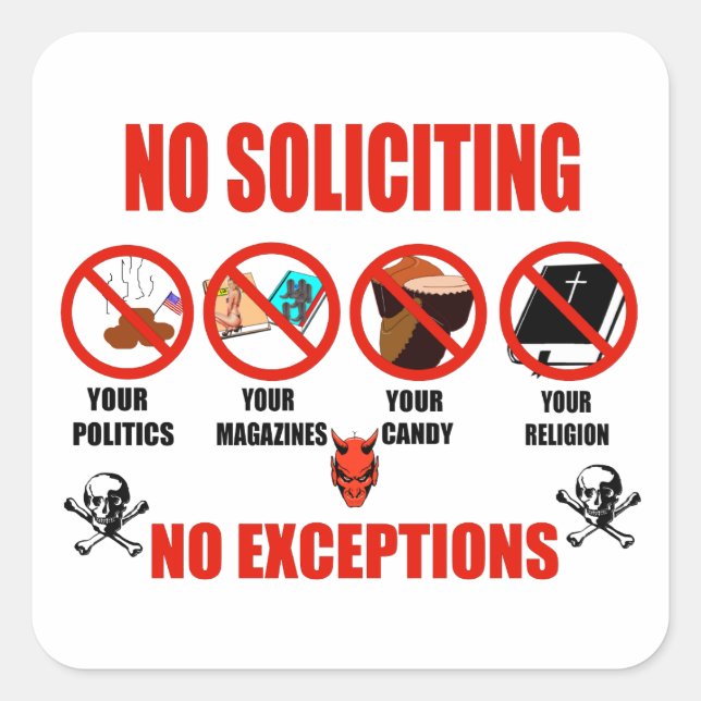 No Soliciting Square Sticker (Front)