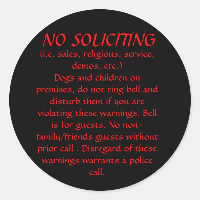 NO SOLICITING sticker (Black) (Front)