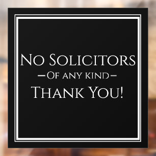 No Solicitors Sign -Small Business Window Cling