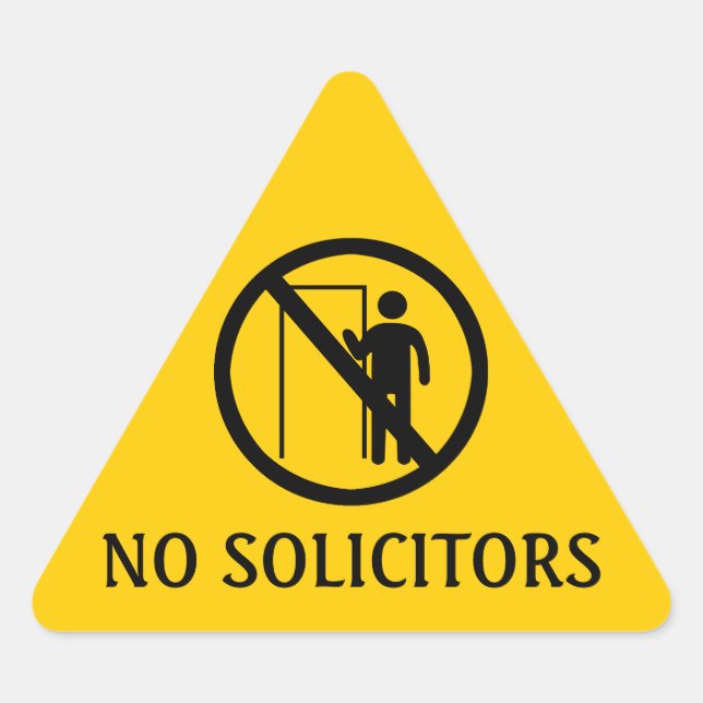 No Solicitors Stickers, Yellow Triangle Warning Sticker (Front)