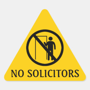 No Solicitors Stickers, Yellow Triangle Warning Triangle Sticker
