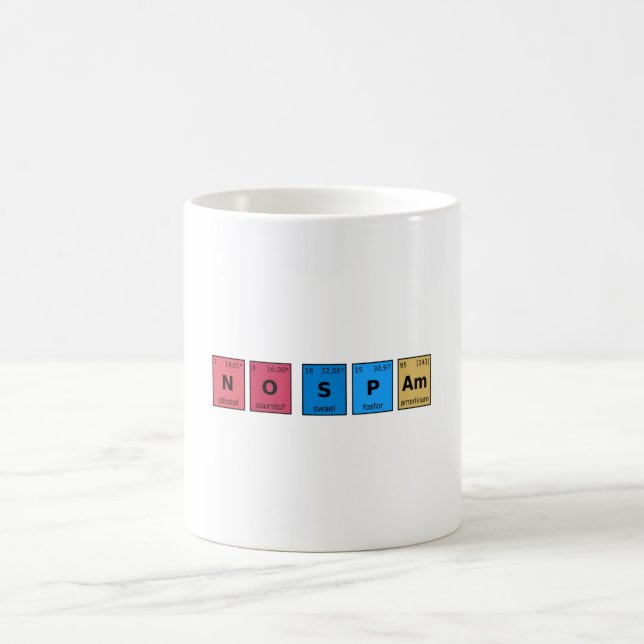 No Spam Periodic Table Coffee Mug (Center)