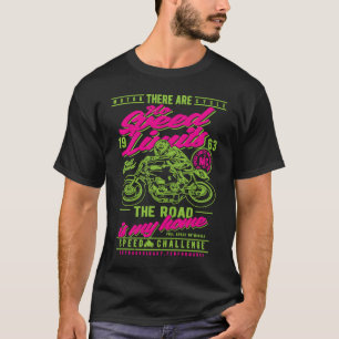 No Speed Limits Vintage Style Retro Motorcycle Rac T-Shirt