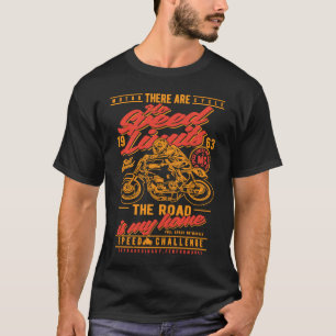 No Speed Limits Vintage Style Retro Motorcycle Rac T-Shirt