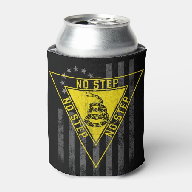 NO STEP ON SNAKE AMERICAN FLAG CAN COOLER (Can Front)