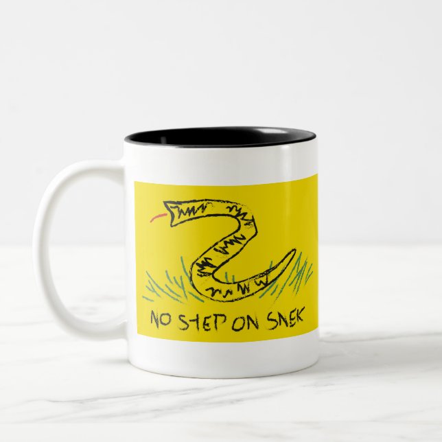 No Step on Snek Gadsden Flag Two-Tone Coffee Mug (Left)