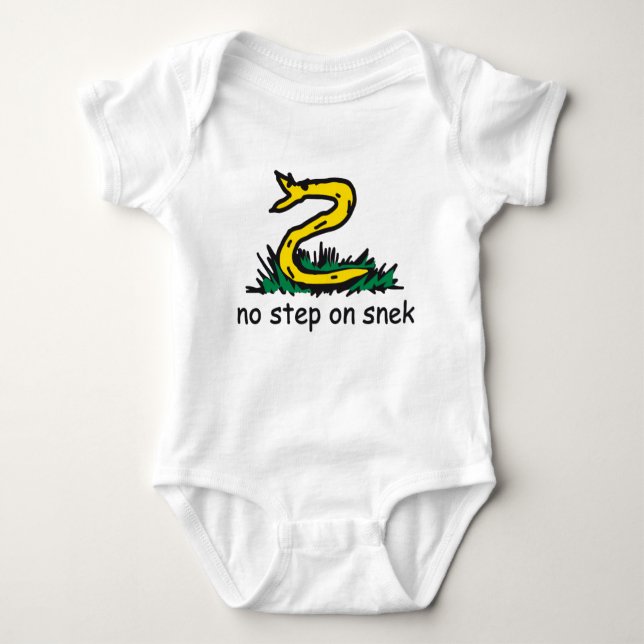 No step on snek memes Gadsden parody SnekRight Baby Bodysuit (Front)