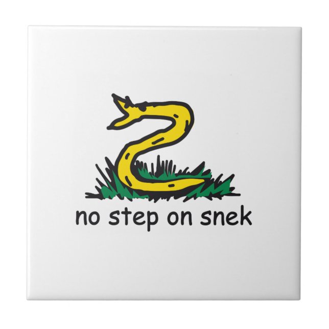 No step on snek memes Gadsden parody SnekRight Ceramic Tile (Front)