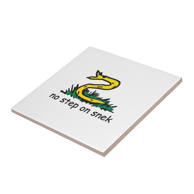 No step on snek memes Gadsden parody SnekRight Ceramic Tile (Side)