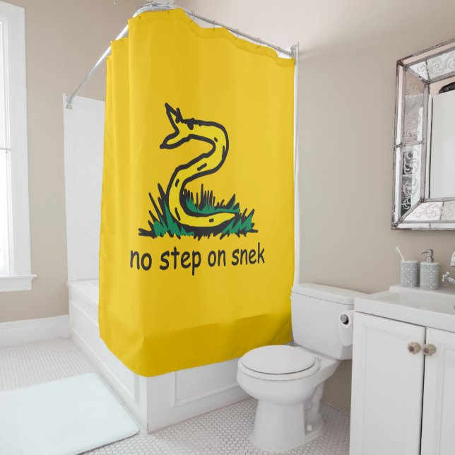 No step on snek memes Gadsden parody SnekRight Shower Curtain (In Situ)