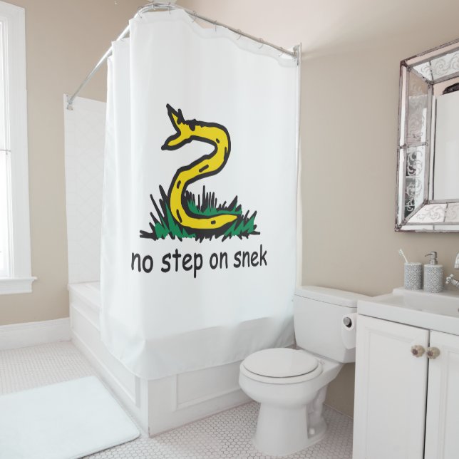 No step on snek memes Gadsden parody SnekRight Shower Curtain (In Situ)