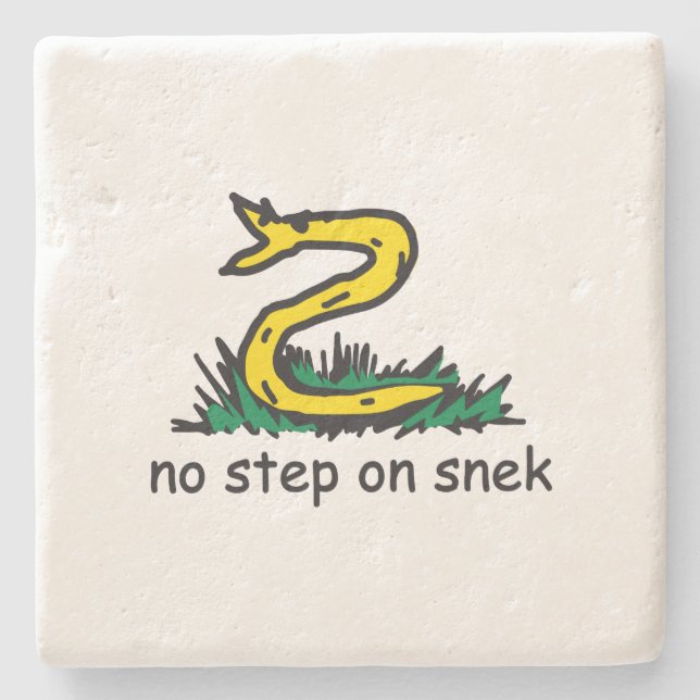 No step on snek memes Gadsden parody SnekRight Stone Coaster (Front)