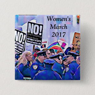 No! Stop Trump & Pence, Women's March for equality 15 Cm Square Badge