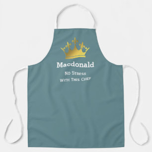 NO STRESS CHEF   Personalised Crown   CADET BLUE Apron