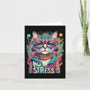 No Stress Cool Cat Retro Vintage Sungles Chill Cat Card
