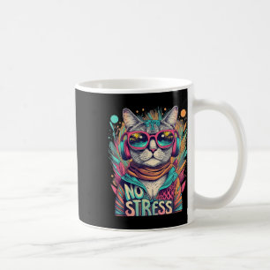 No Stress Cool Cat Retro Vintage Sungles Chill Cat Coffee Mug