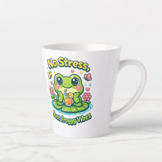 No Stress Frog | Cute Relaxing Cartoon Frog Design Latte Mug