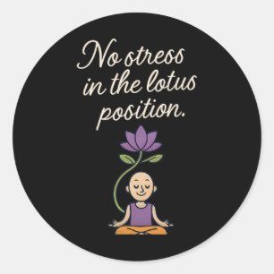 No Stress Lotus Yoga Mindfulness Design Classic Round Sticker