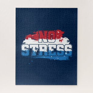 No Stress - Red White Blue Positive Mindset Jigsaw Puzzle