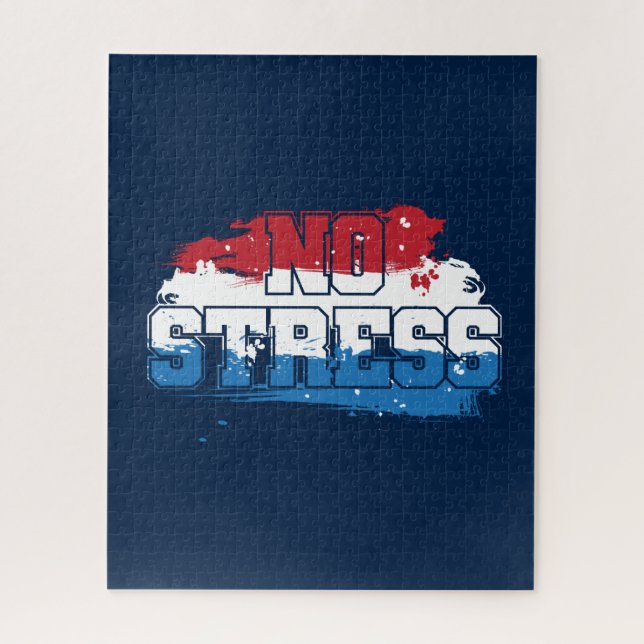 No Stress - Red White Blue Positive Mindset Jigsaw Puzzle (Vertical)