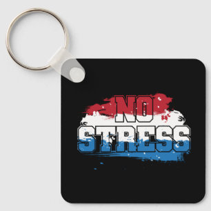 No Stress - Red White Blue Positive Mindset Key Ring