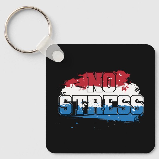No Stress - Red White Blue Positive Mindset Key Ring (Front)