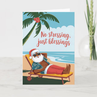 No Stressing, Just Blessings | Black Santa Holiday Card
