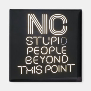 No Stupid People Beyond This Point Funny Neon Sign Magnet