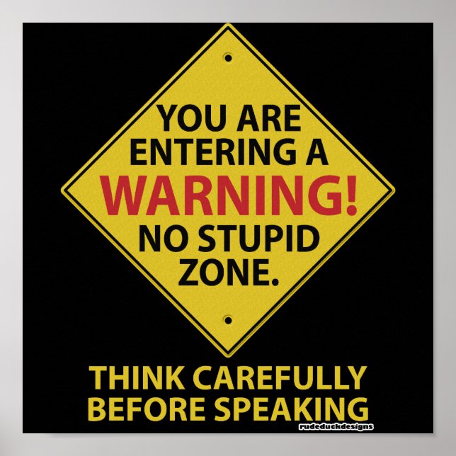 No Stupid Zone Poster (Front)