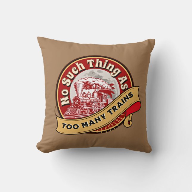 No Such Thing As Too Many Trains Red Steam Engine  Cushion (Front)