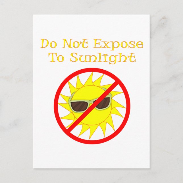 No Sunlight Sunglasses Vampire Goth Humour Postcard (Front)