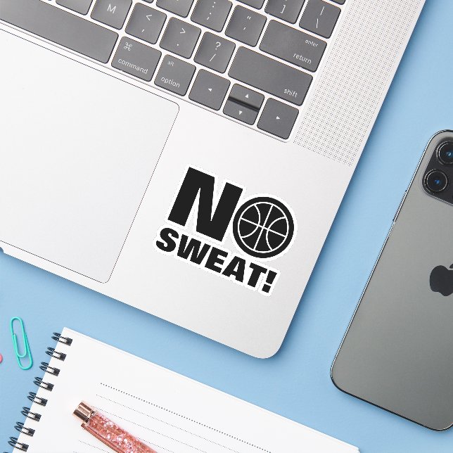 No sweat funny basketball laptop sticker (Laptop w/ iPhone)