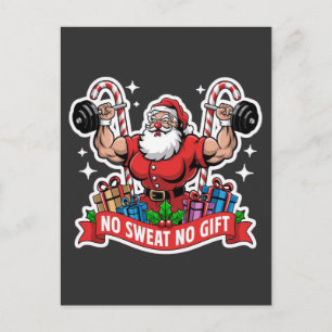 No Sweat No Gift Santa Lifting Dumbbells Bodybuild Postcard