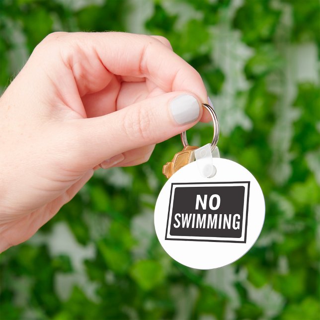 No Swimming Sign Bold Black and White Warning  Key Ring (Creator Uploaded)