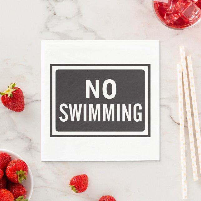 No Swimming Sign Bold Black and White Warning  Napkin (Creator Uploaded)