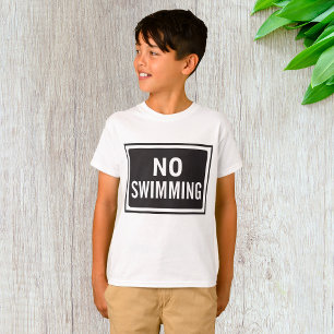 No Swimming Sign Bold Black and White Warning  T-Shirt