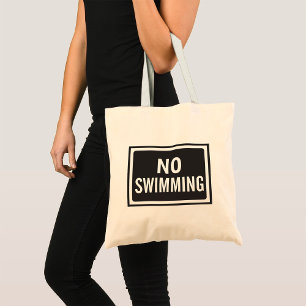 No Swimming Sign Bold Black and White Warning  Tote Bag