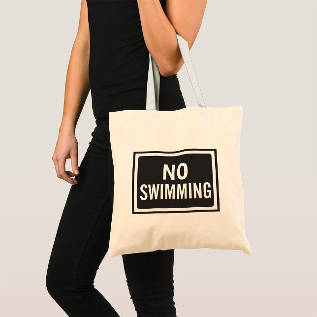 No Swimming Sign Bold Black and White Warning  Tote Bag (Creator Uploaded)