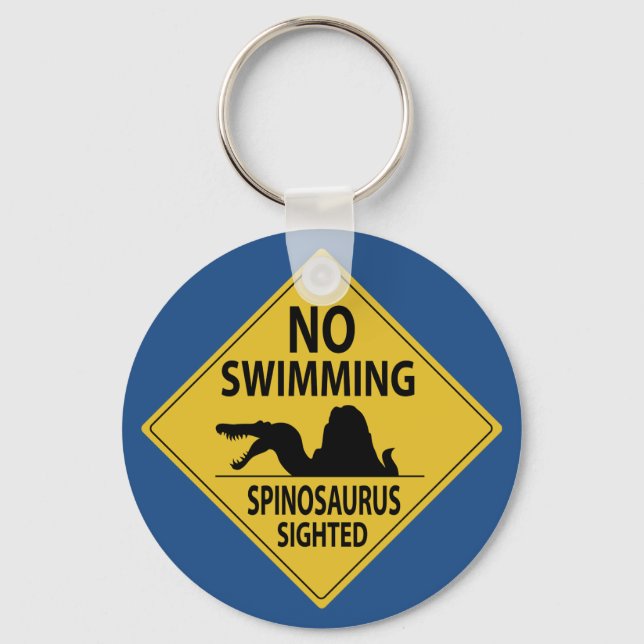 No Swimming – Spinosaurus Sighted Key Ring (Front)