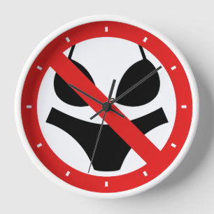 No Swimsuits Allowed Sign Clock
